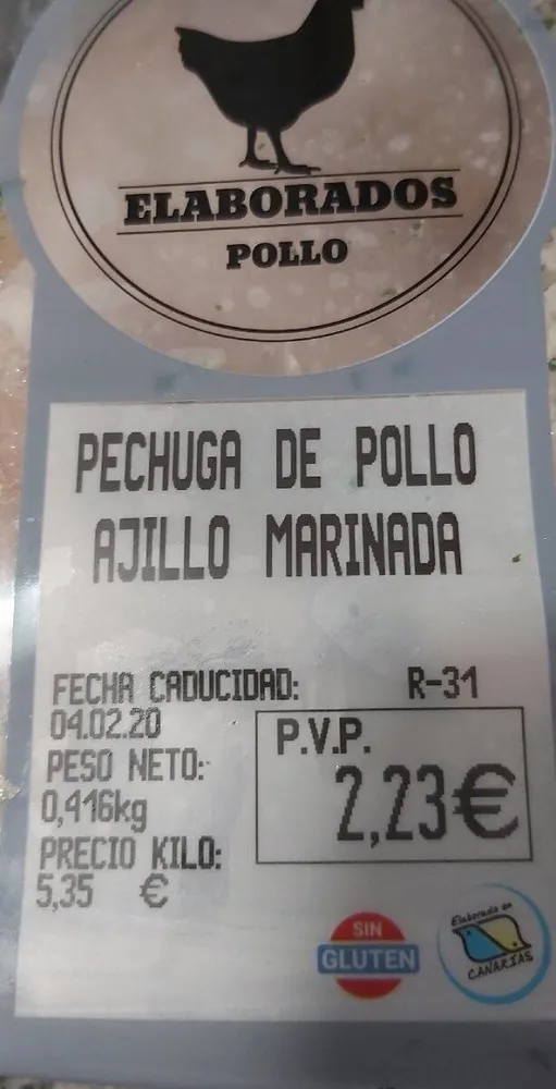 Pechuga de pollo ajillo marinada