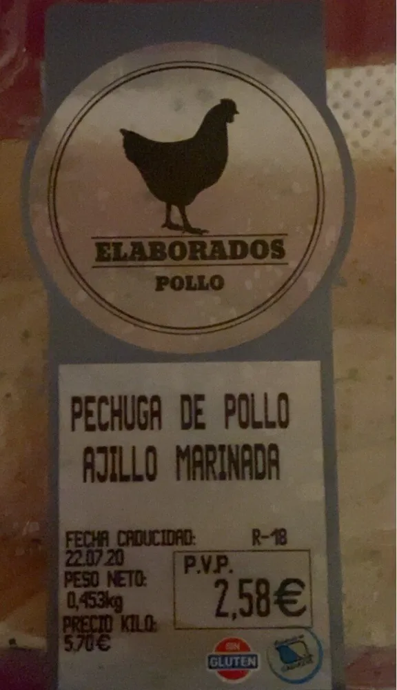 Pechuga de pollo ajillo marinada