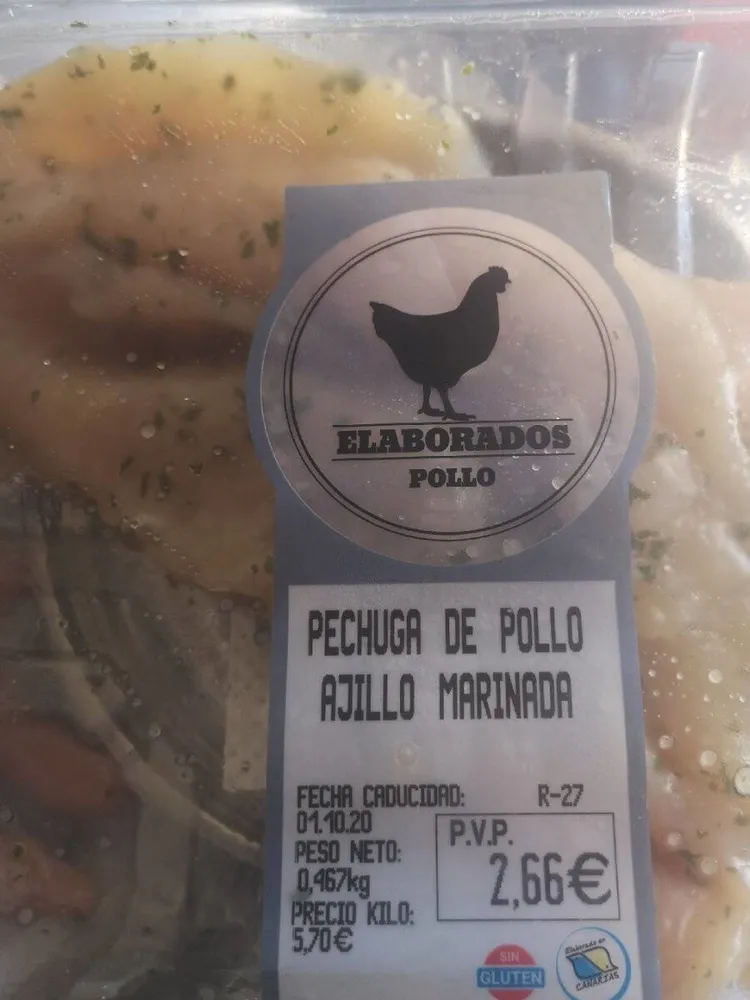 Pechuga de pollo ajillo marinada