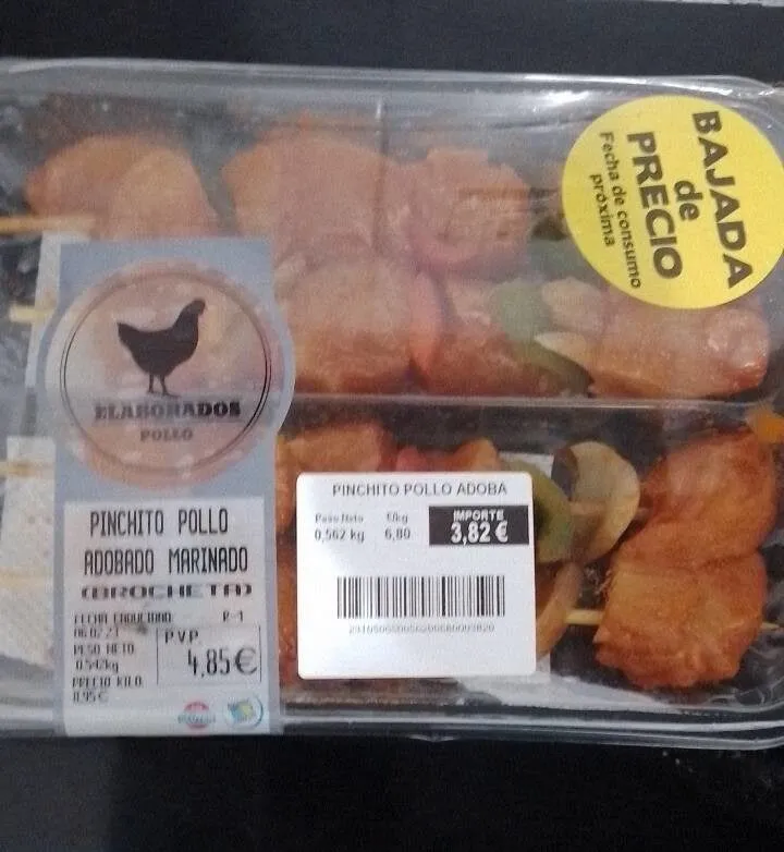 Pinchito pollo adobado marinado