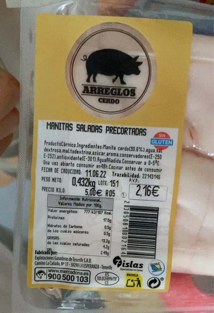 Manitas Saladas Precortadas