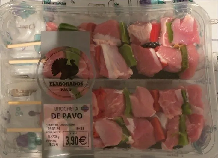 Brocheta de pavo