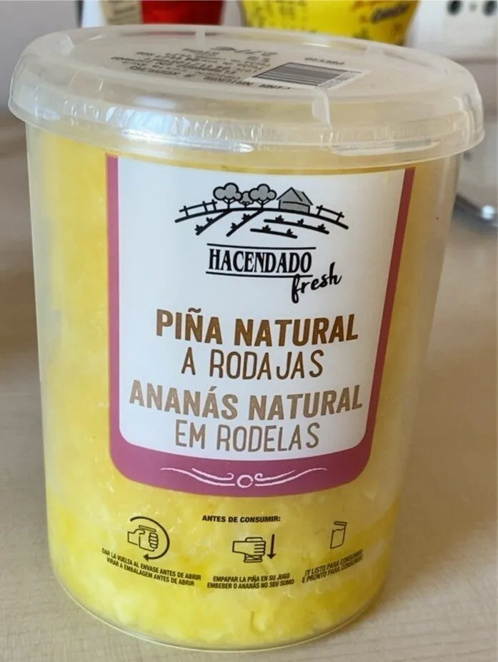 Piña natural a rodajas