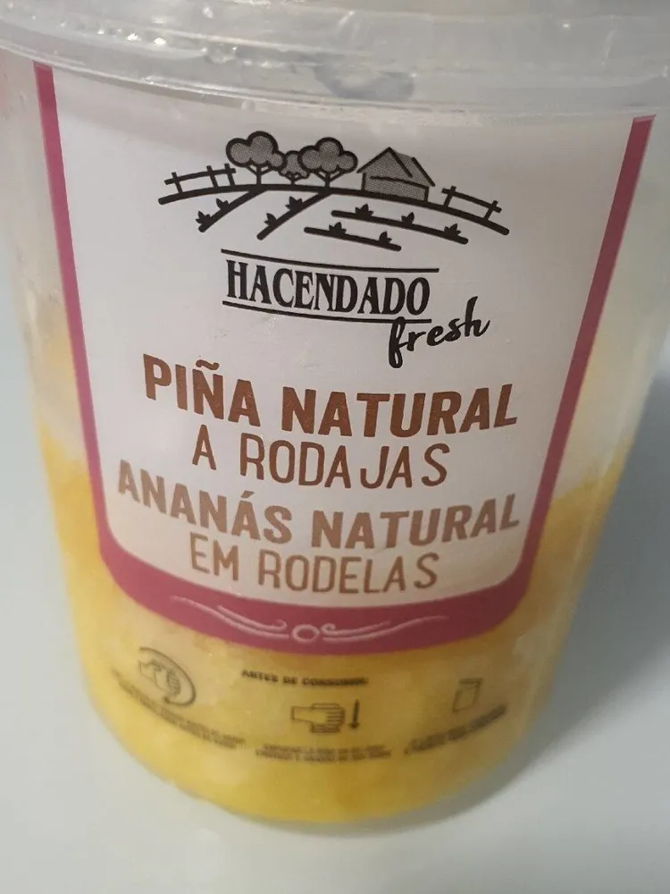 Piña natural a rodajas