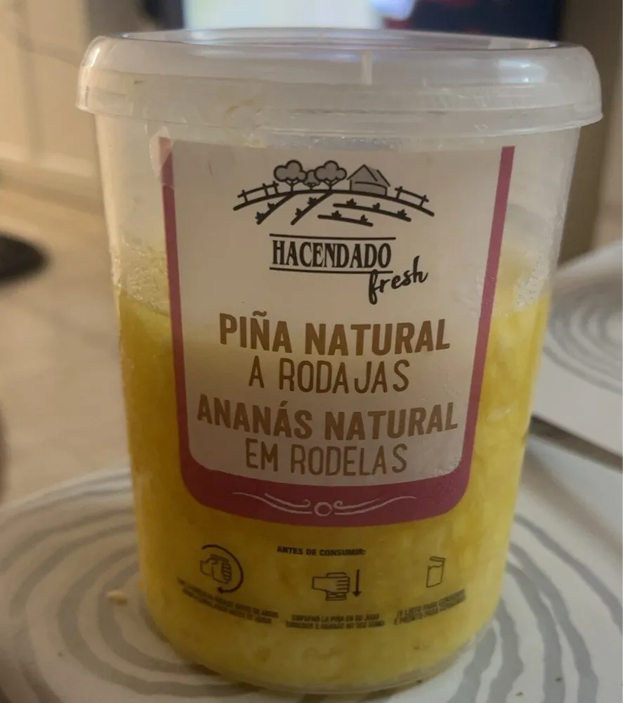 Piña natural a rodajas