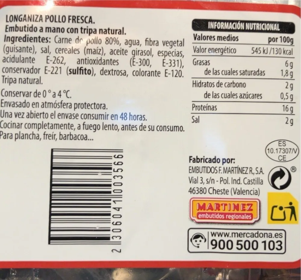 Longaniza de pollo