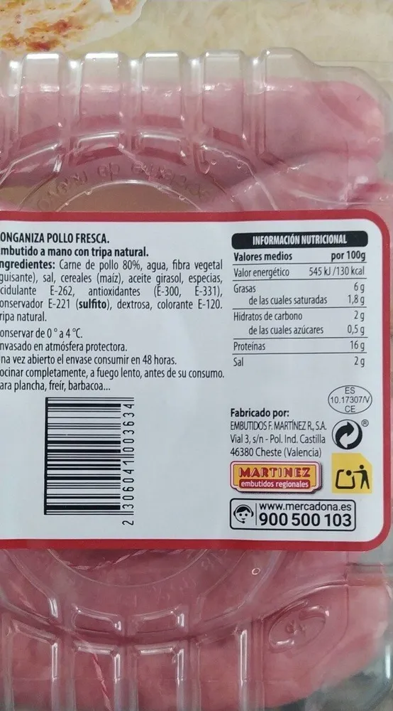 Longaniza pollo fresca
