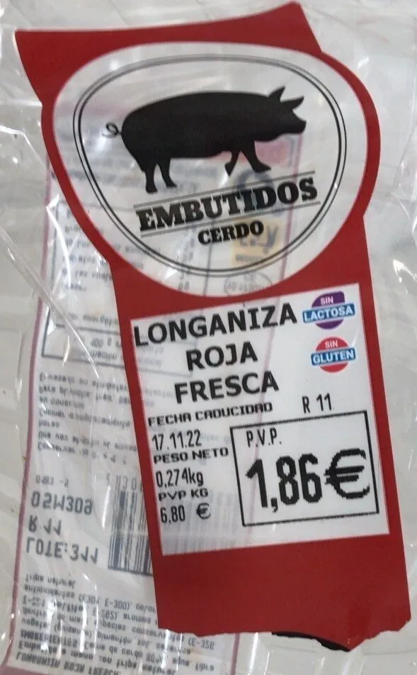 Embutidos cerdo, longaniza roja fresca