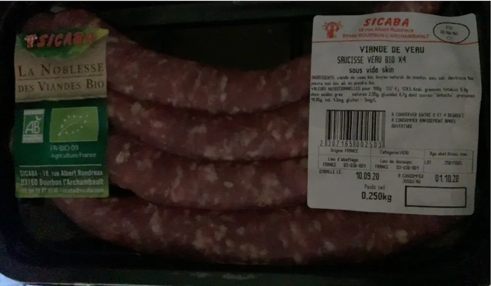 Saucisses de veau bio
