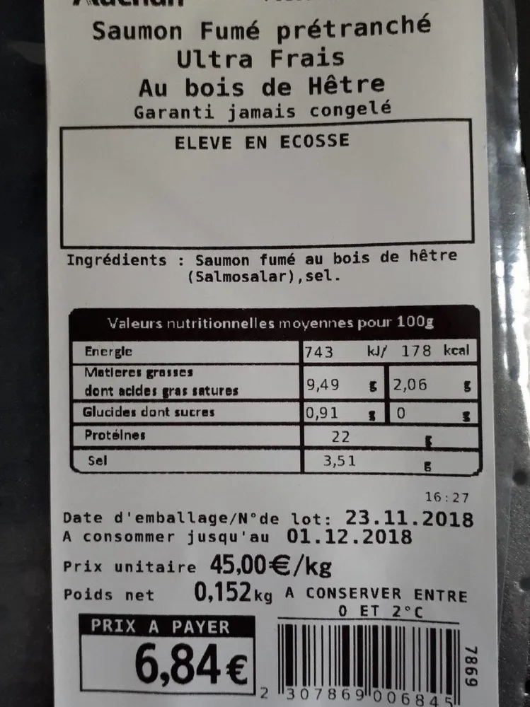 Saumon fume pretranche ultras frais