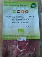 Bio-Schinken roh, luftgetrocknet