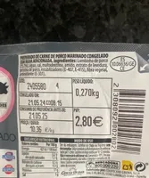 Preparado de carne de porco marinado congelado