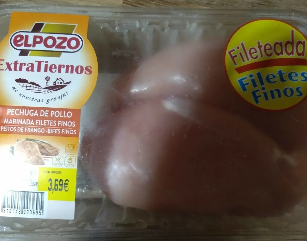 Pechuga de pollo marinada filetes finos
