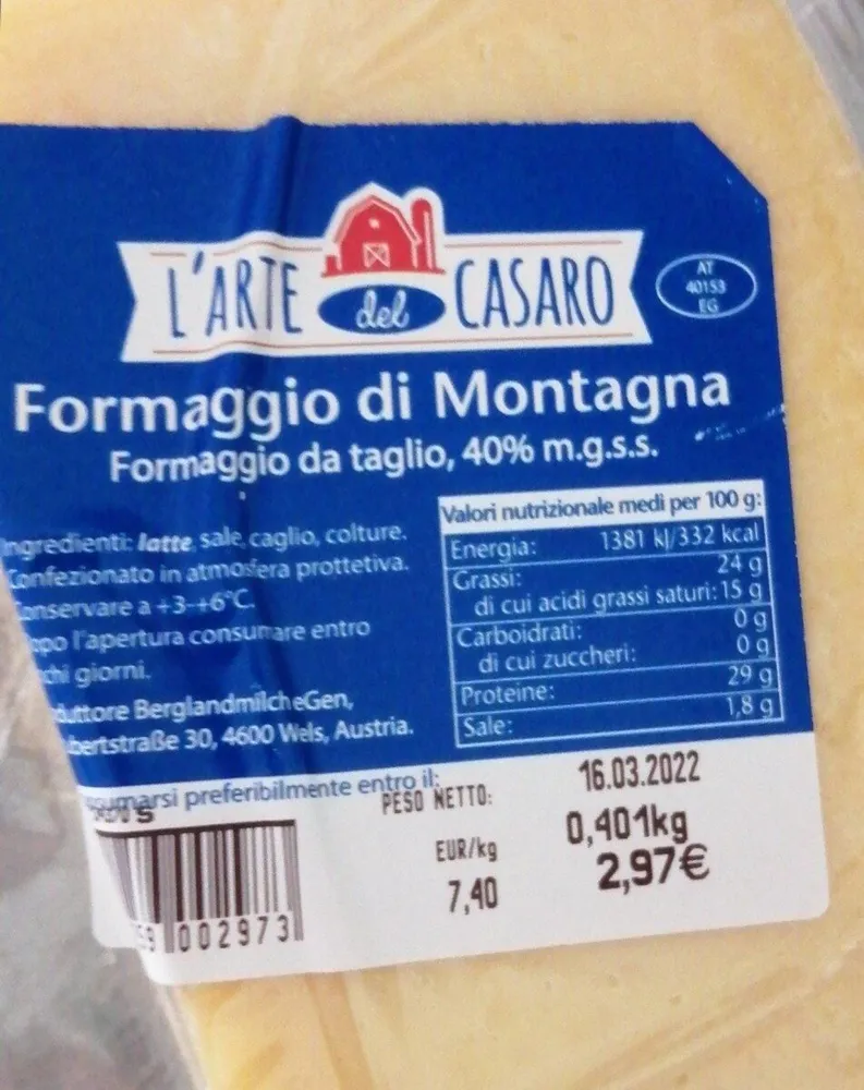 Formaggio di montagna