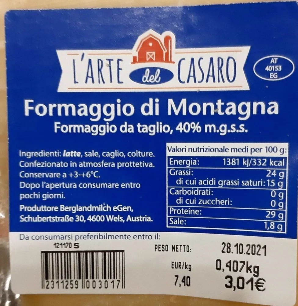 Formaggio di montagna