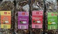 Früchtetee, lose, aromatisiert (Brombeere/Pfirsich-Maracuja/Johannisbeere-Kirsche/Heidelbeere-Quitte)