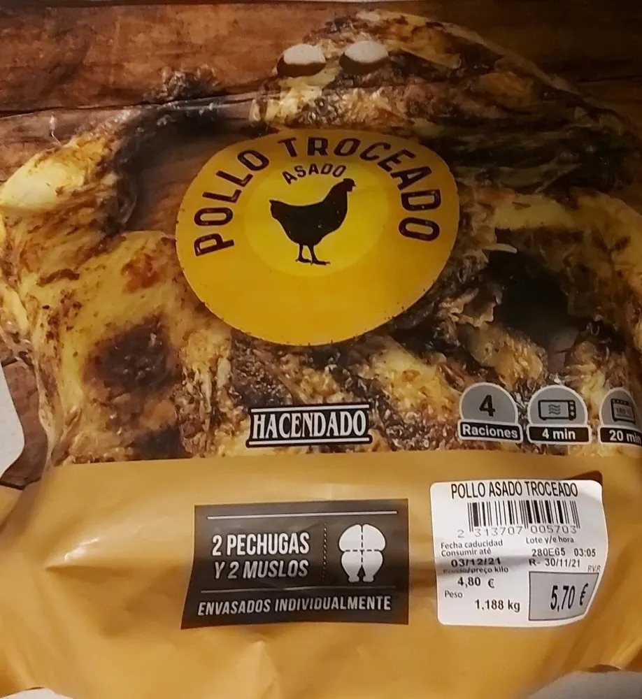 Pollo troceado asado