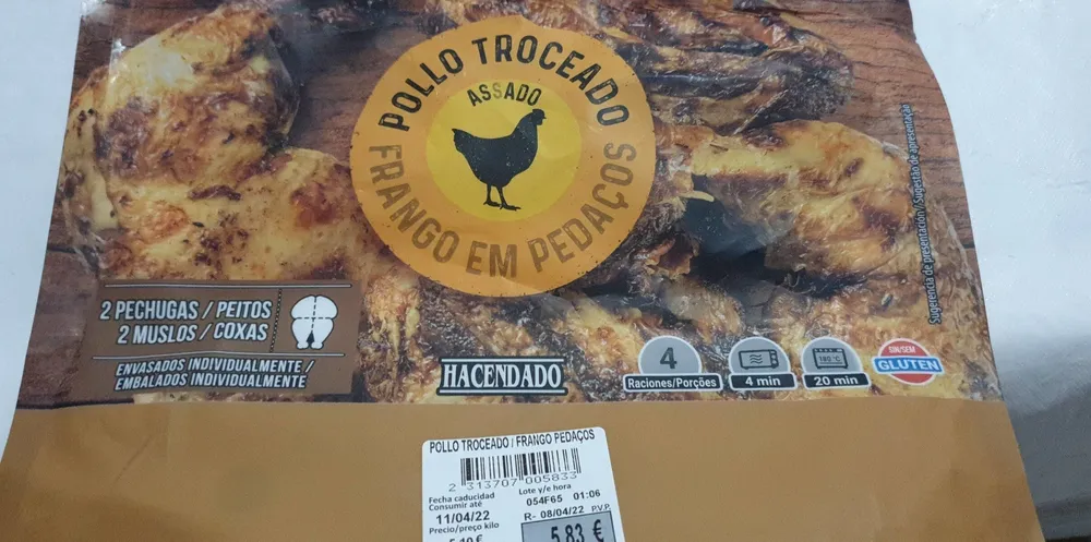 Pollo troceado asado