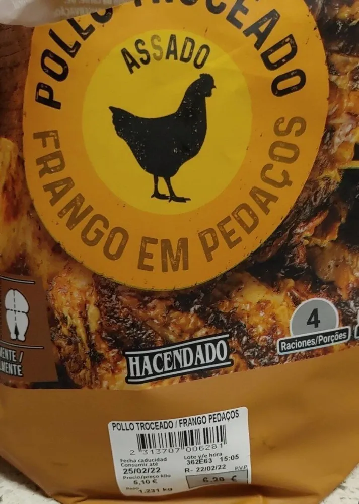 Pollo troceado asado