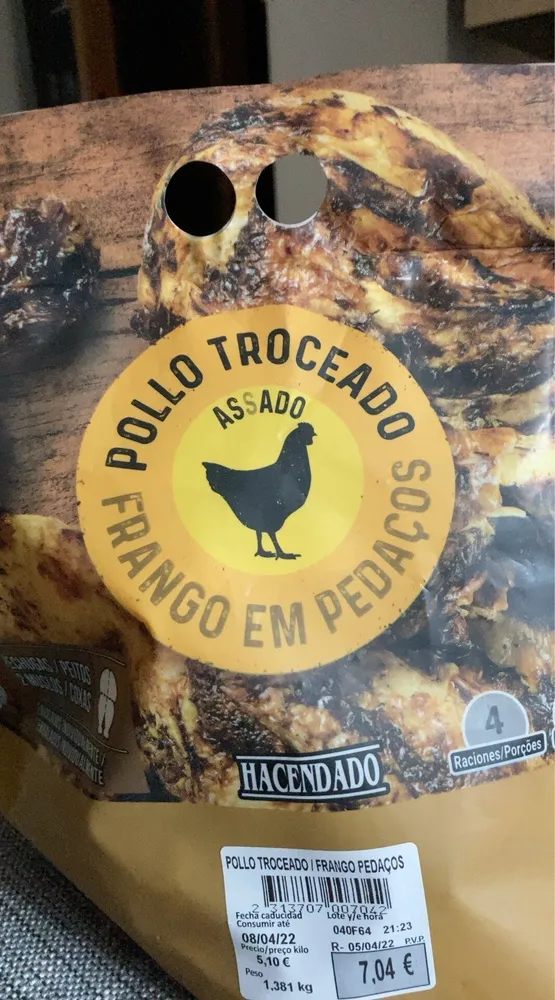 Pollo troceado asado