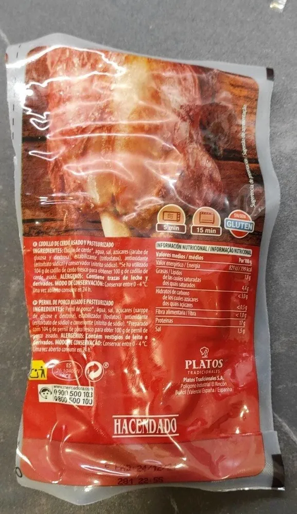 Codillo de cerdo asado y pasteurizado