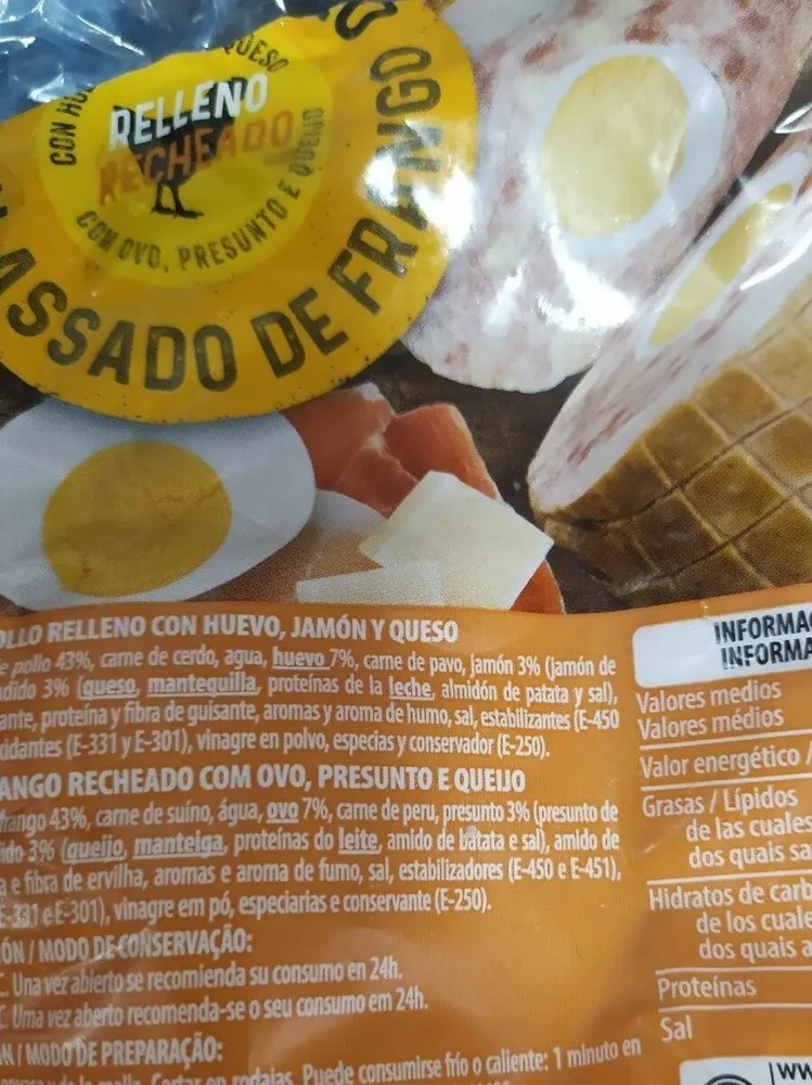 Pollo relleno huevo y queso