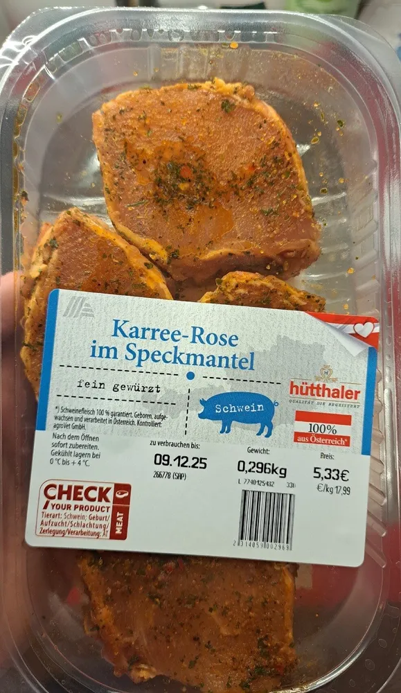 Karree-Rose im Speckmantel