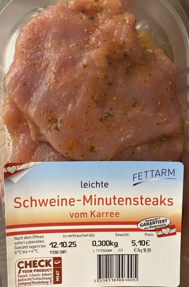 Leichte Schweine-Minutensteaks