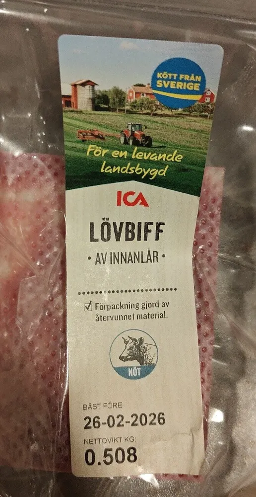 Lövbiff Av Innanlår Svensk
