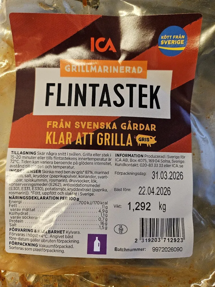 Flintastek Grillmarinerad