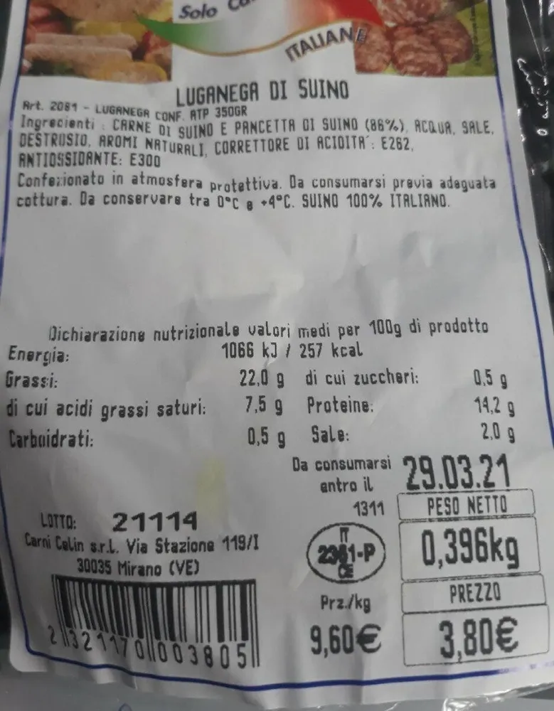 Luganega di suino