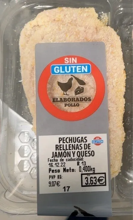 Pechugas rellenas de jamon y queso