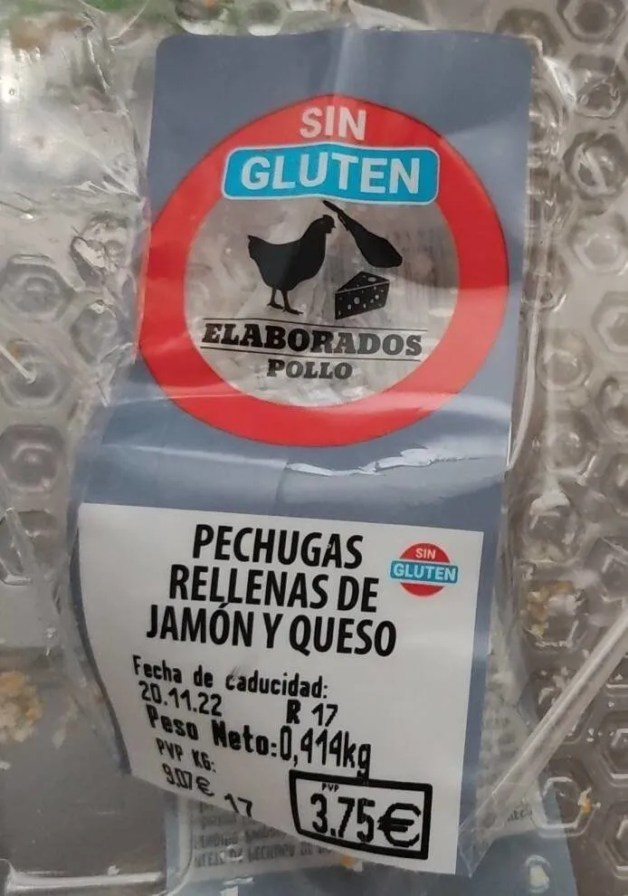 Pechugas rellenas de jamón y queso