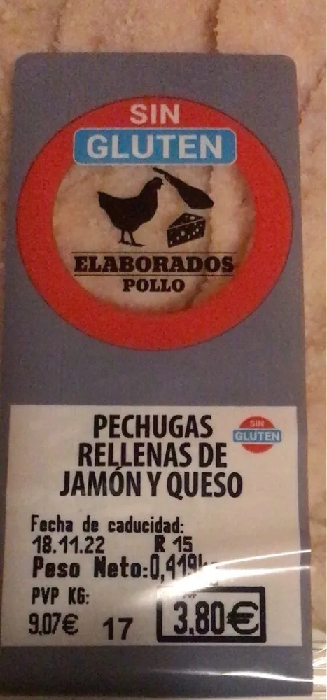 Pechugas rellenas de jamon y queso