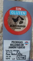 Filete pechuga de pollo rellena de jamón curado y queso
