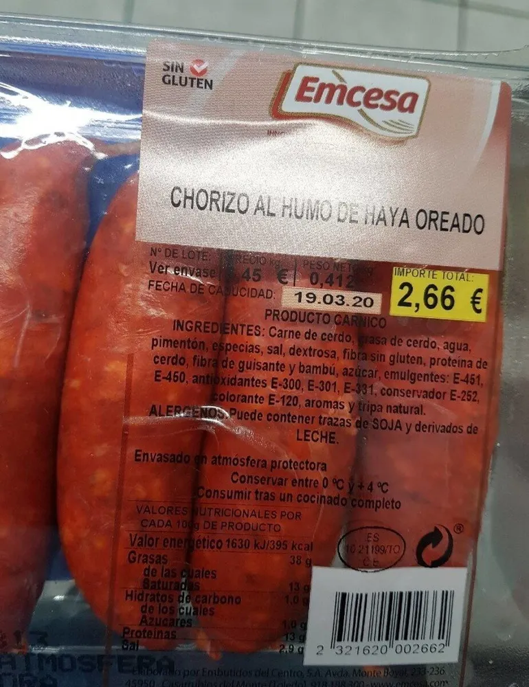 Chorizo al humo de haya oreado