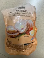 Pollo asado relleno de jamon, queso y huevo