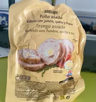 Pollo asado relleno con jamón, queso y huevo