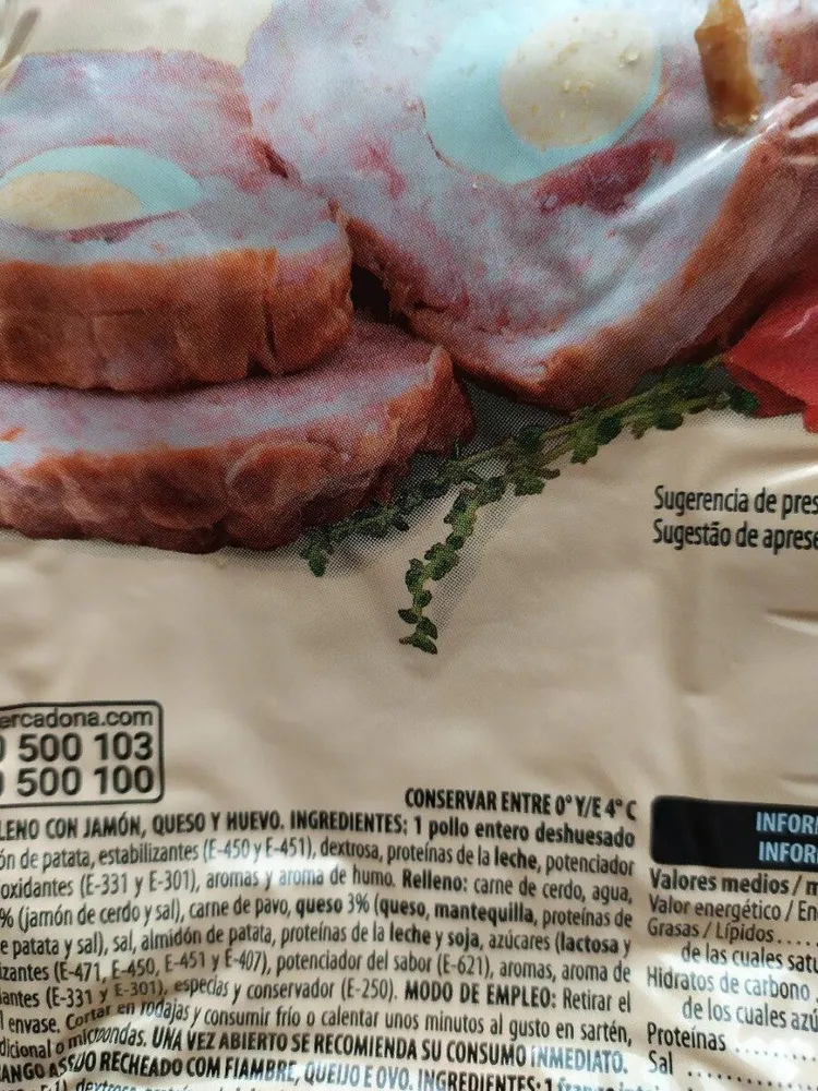 pollo asado relleno con jamón queso y huevo