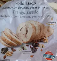 Pollo asado relleno con ciruelas, pasas y nueces