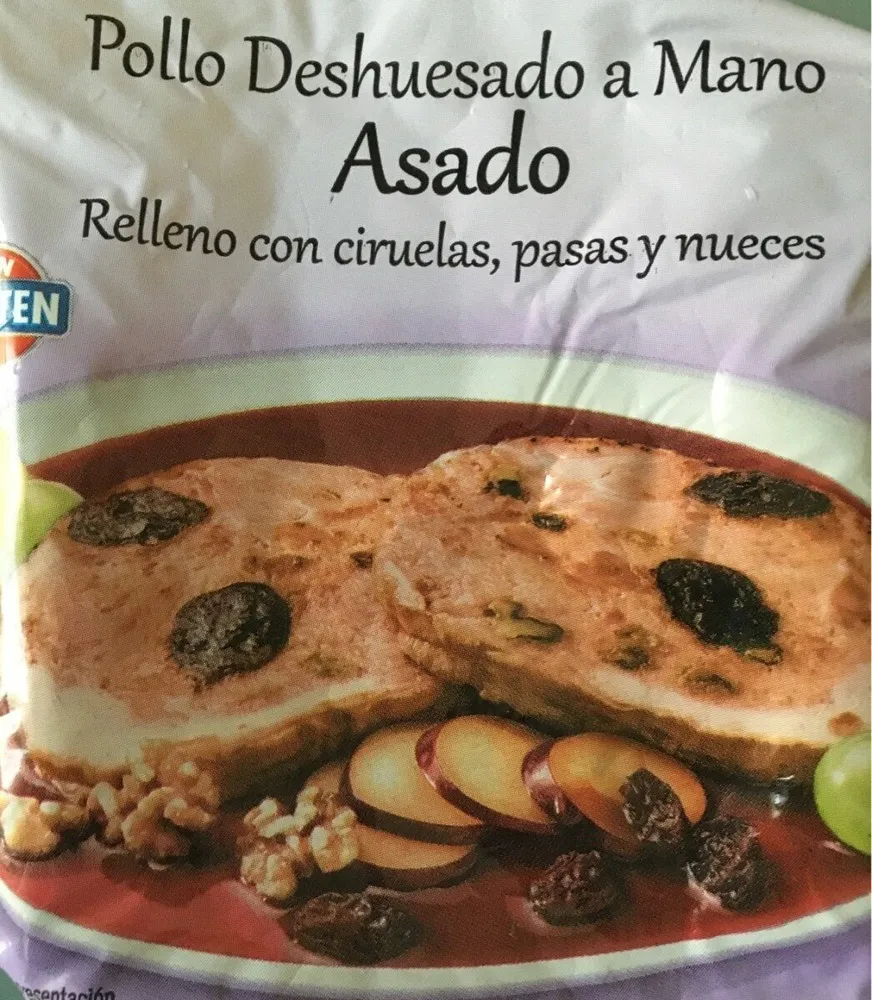 Pollo deshuesado a mano relleno con ciruelas, pasas y nueces