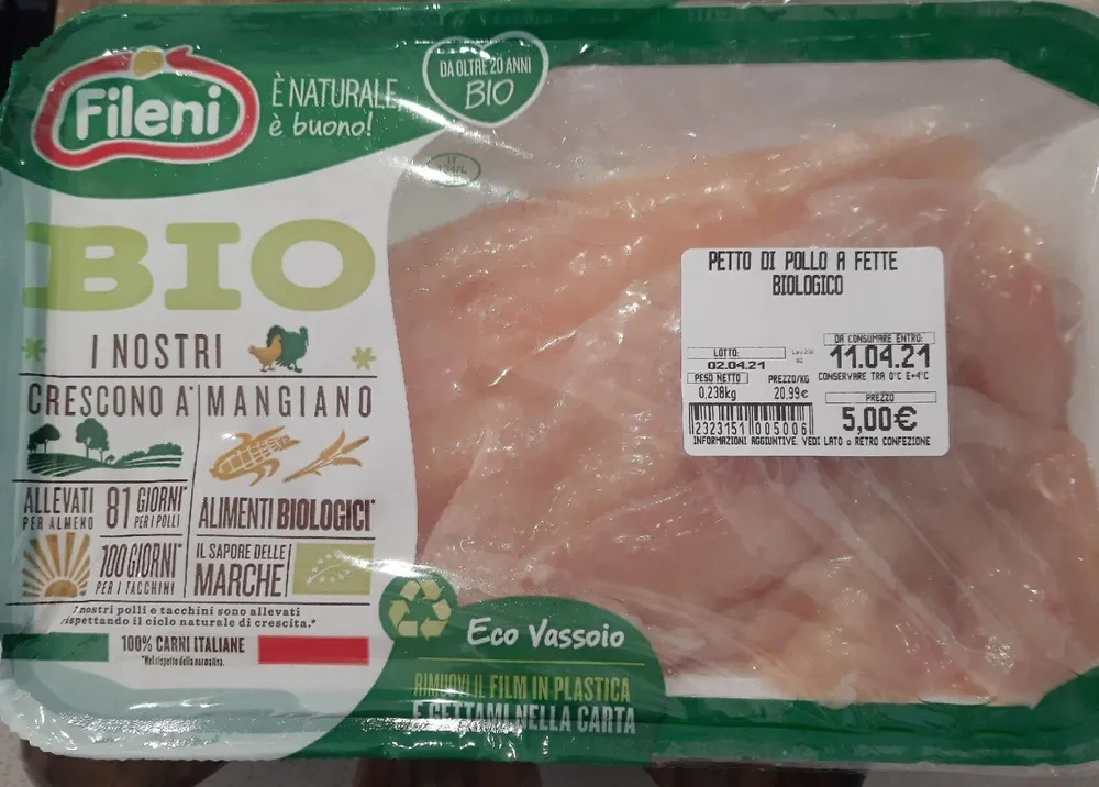 Petto di pollo a fette biologico