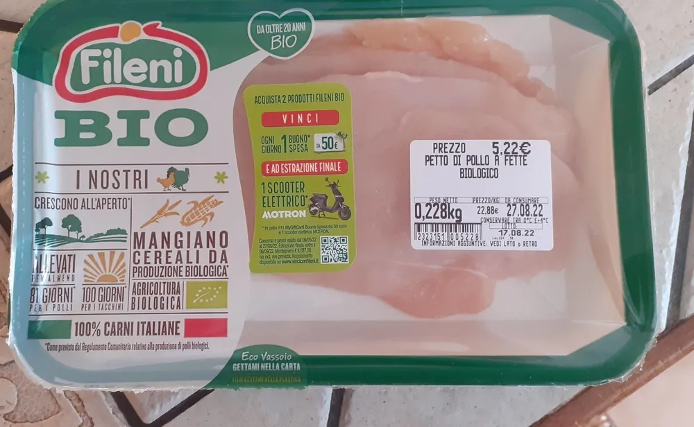Petto di pollo a fette biologico