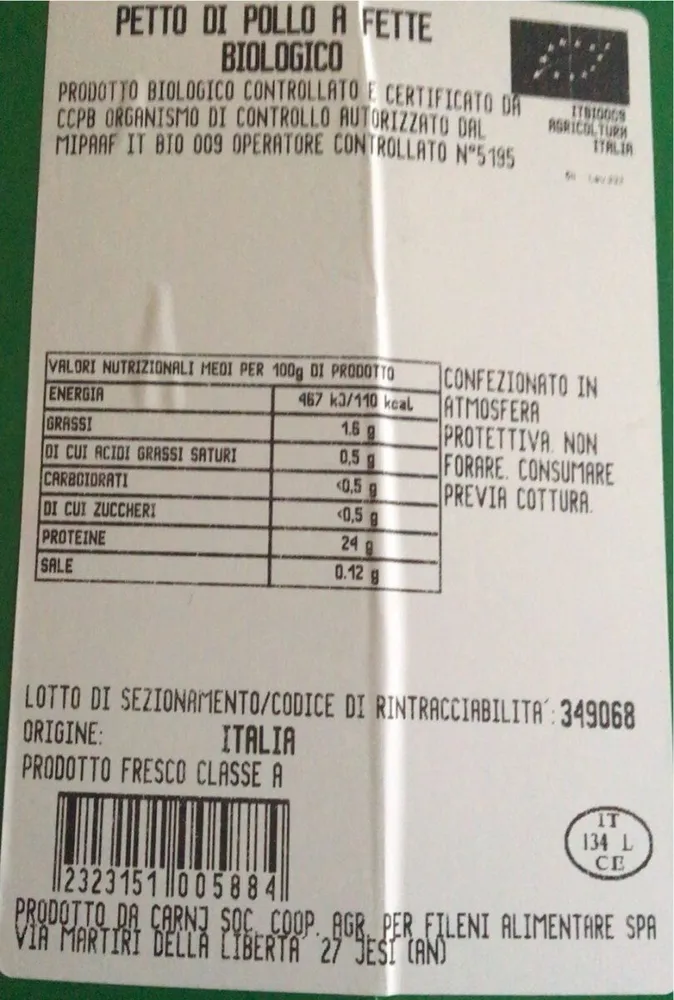 Petto di pollo a fette bio
