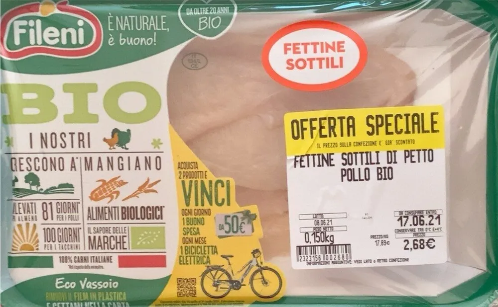 Fettine sottili di petto di pollo bio