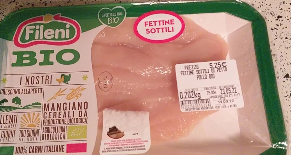 Fettine sottili di petto di pollo bio