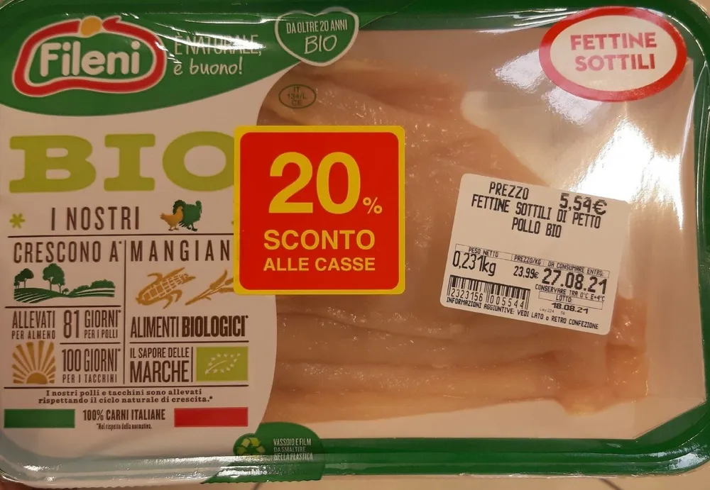 Fettine sottili di petto di pollo