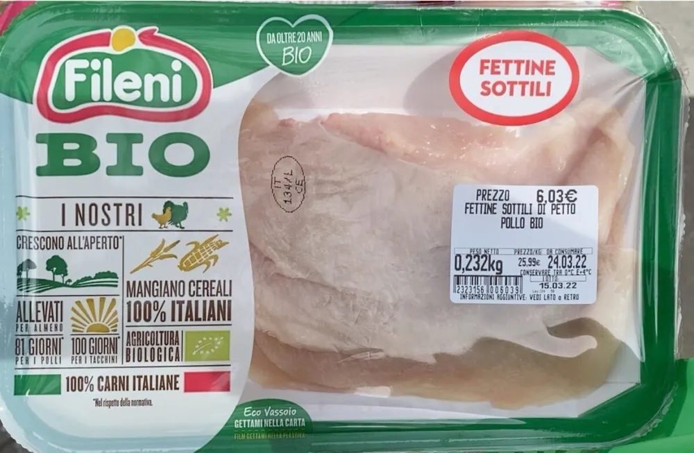 Fettine sottili di petto di pollo bio