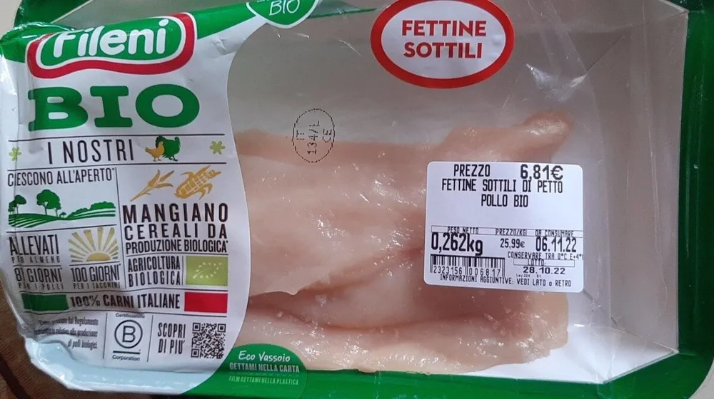 Fettine sottili di petto di pollo bio