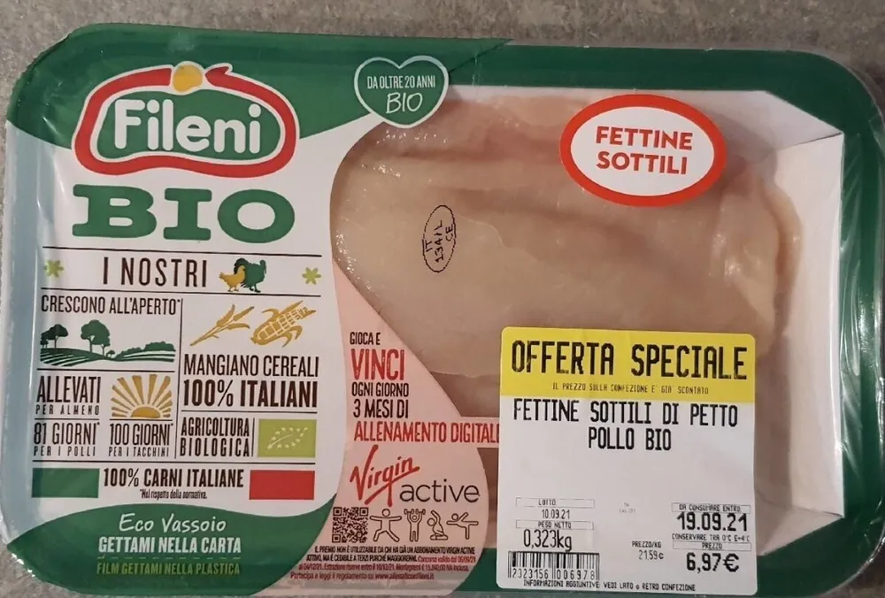 Fettine sottili di petto di pollo bio